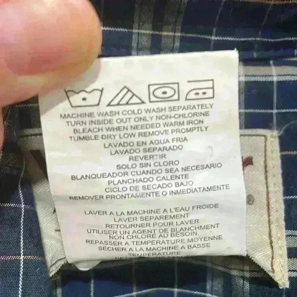 Wrangler Navy Blue size Medium Plaid button down shirt - Picture 3 of 4